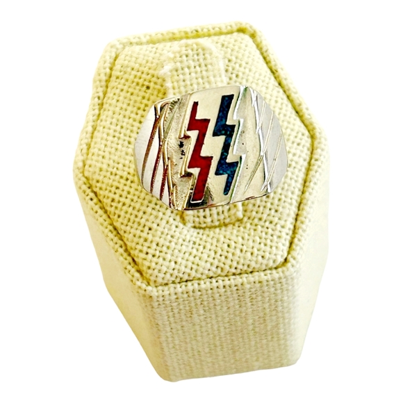 Three (3) *Men's Variety Turquoise Onyx Coral Ring Lot (sz 8.5) - Picture 6 of 7